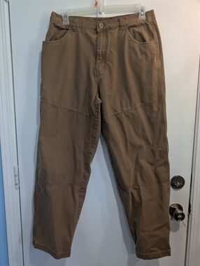 REI Men's Heavy 100% Organic Cotton Brown Utility Pants Double Knee Work Size 36